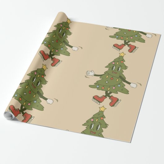  groovy kerstboom jaren 1960 cadeaupapier (Uitgerold)