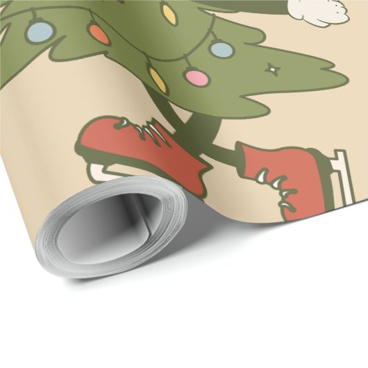 groovy kerstboom jaren 1960 cadeaupapier (Rol Hoek)