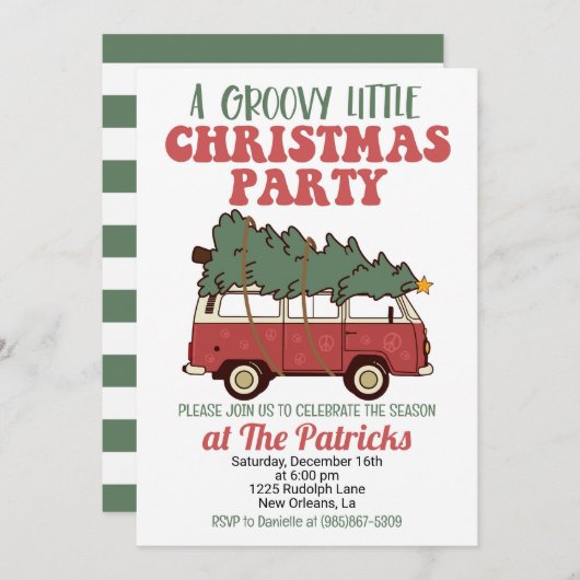 Groovy Kerstfeest Kaart (Voorkant / Achterkant)