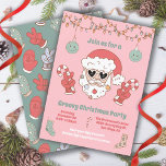 Groovy Kerstfeest Seipie Santa Party Kaart<br><div class="desc">Met deze leuke Hippie Peace Signing Santa met zonnebril-uitnodigingen krijg je Groovy deze kerst. Alle formuleringen kunnen worden gewijzigd! Schimmelige kleuren van groen, herds, tans en pinks. om meer veranderingen aan te brengen gaan deze sjabloon personaliseren. Op de bodem zult u "willen dit ontwerp nog verder aanpassen? Klik op EDIT...</div>