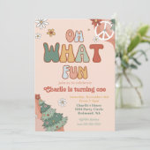 Groovy Kerstfeest uitnodiging | Winter (Staand voorkant)