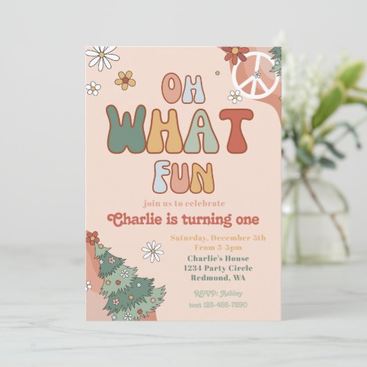 Groovy Kerstfeest uitnodiging | Winter (Staand voorkant)