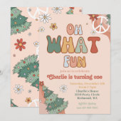 Groovy Kerstfeest uitnodiging | Winter (Voorkant / Achterkant)