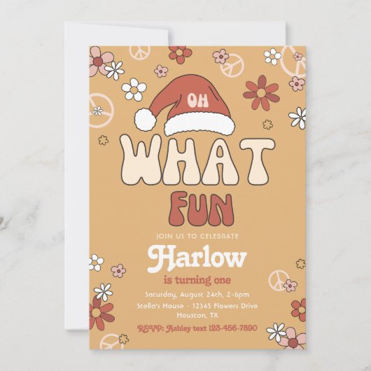 Groovy Kerstfeest uitnodiging | Winter (Voorkant)