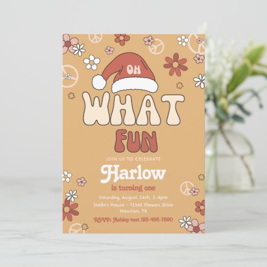 Groovy Kerstfeest uitnodiging | Winter (Staand voorkant)