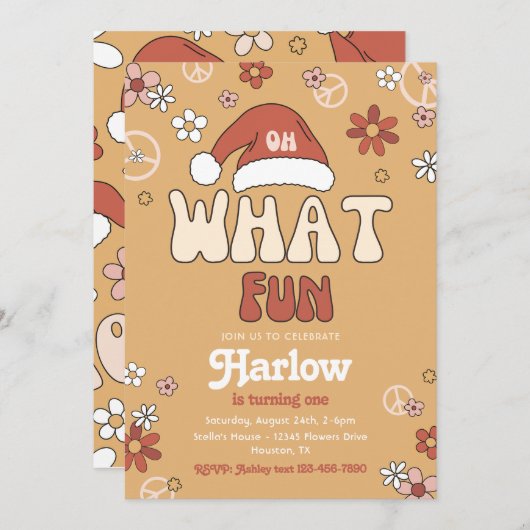 Groovy Kerstfeest uitnodiging | Winter (Voorkant / Achterkant)