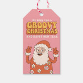 Groovy kerstkerkersen kerstkersen Santa Funny Retr Cadeaulabel (Voorkant)