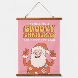 Groovy kerstkerkersen kerstkersen Santa Funny Retr Hangend Wandkleed
