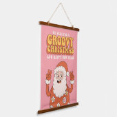 Groovy kerstkerkersen kerstkersen Santa Funny Retr Hangend Wandkleed (Gebogen)