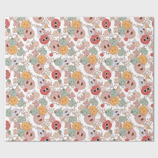 Groovy kerstlampjes 12 dagen kerstcadeaus cadeaupapier (Vlak)