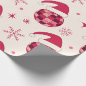 Groovy Kerstman Disco Ballen Patroon Cadeaupapier (Hoek)