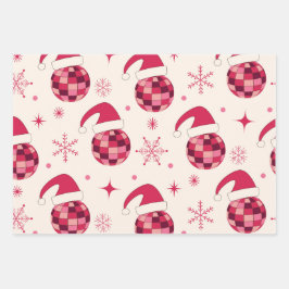 Groovy Kerstman Disco Ballen Patroon Inpakpapier Vel