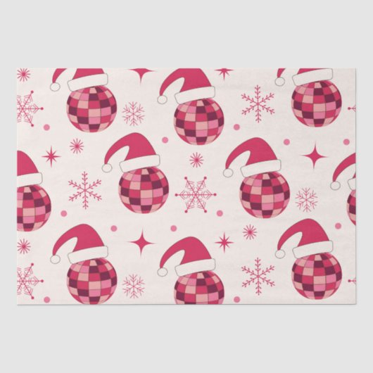 Groovy Kerstman Disco Ballen Patroon  Tissuepapier (Voorkant)