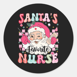 Groovy Kerstman Favoriete Verpleegster Kerstmis Rn Ronde Sticker