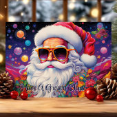 Groovy Kerstman Psychedelische Kerst Feestdagen Kaart