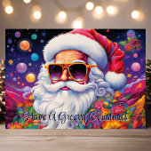 Groovy Kerstman Psychedelische Kerst Feestdagen Kaart