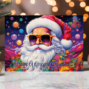 Groovy Kerstman Psychedelische Kerst Feestdagen Kaart