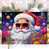 Groovy Kerstman Psychedelische Kerst Feestdagen Kaart