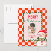 Groovy Kerstman sneeuwman Foto Briefkaart (Voorkant / Achterkant)