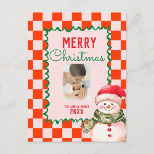 Groovy Kerstman sneeuwman Foto  Briefkaart