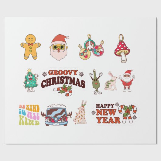 Groovy Kerstmis Cadeaupapier (Vlak)