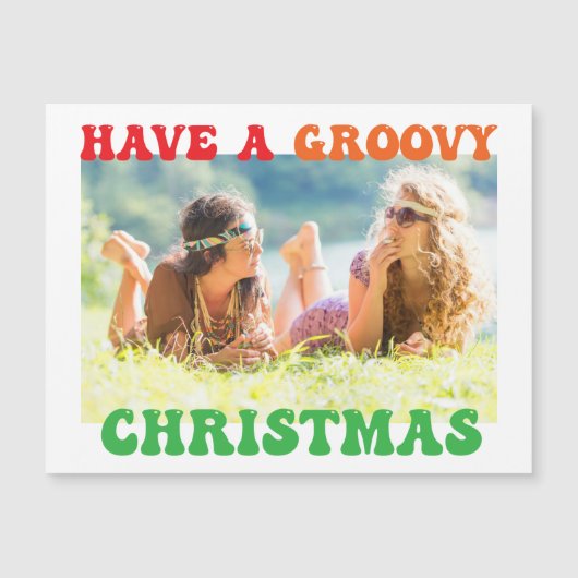 Groovy Kerstmis Cute Hippie-fotokaart (Voorkant)