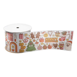 Groovy Kerstmis Hippie Retro Merry Santa Funny Satijnen Lint