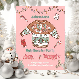 Groovy Kerstmis Hippie Ugly Sweater Party Kaart