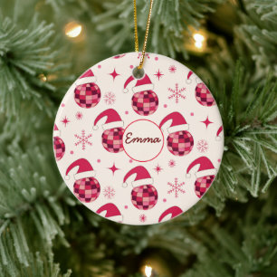 Groovy Kerstmis Kerstman Disco Ballen Aangepaste N Keramisch Ornament