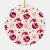 Groovy Kerstmis Kerstman Disco Ballen Aangepaste N Keramisch Ornament (Achterkant)