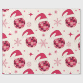 Groovy Kerstmis Santa Disco Balls Patroon Cadeaupapier (Vlak)