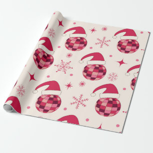 Groovy Kerstmis Santa Disco Balls Patroon Cadeaupapier