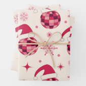 Groovy Kerstmis Santa Disco Balls Patroon Inpakpapier Vel (In situ)