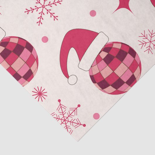 Groovy Kerstmis Santa Disco Balls Patroon Tissuepapier (Detail)