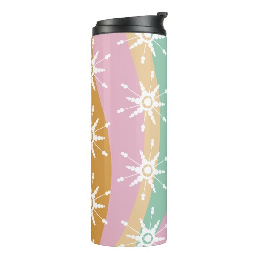 Groovy Kerstmis Snowflake Swirl Marble Thermosbeker (Gedraaid links)