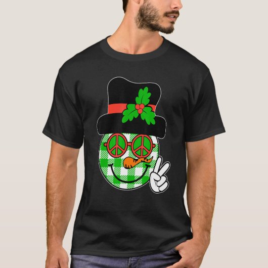 Groovy Kerstmis Snowman Face Team Santa Elf Squad T-shirt (Voorkant)