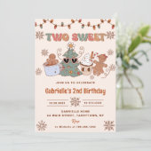 Groovy Kerstmis Twee Lief 2e Verjaardagsfeest Kaart (Staand voorkant)