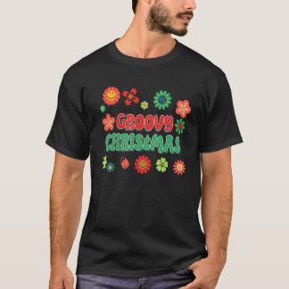 Groovy Kerstmis Vintage Retro Bloem Floral Bloemen T-shirt