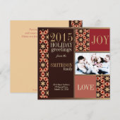 Groovy Kerstroodbruine feestdag fotokaart Feestdagenkaart (Voorkant / Achterkant)