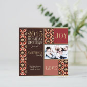 Groovy Kerstroodbruine feestdag fotokaart Feestdagenkaart (Staand voorkant)