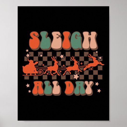 Groovy kerstslee de hele dag rendieren poster (Voorkant)