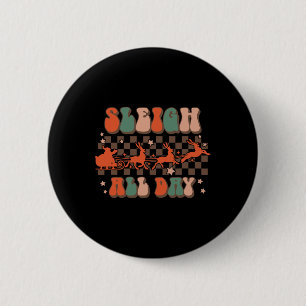 Groovy kerstslee de hele dag rendieren ronde button 5,7 cm