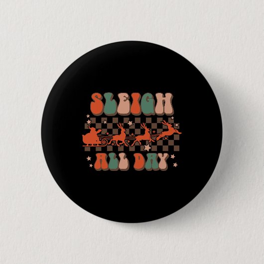 Groovy kerstslee de hele dag rendieren ronde button 5,7 cm (Voorkant)