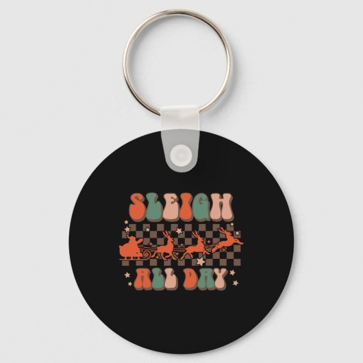 Groovy kerstslee de hele dag rendieren sleutelhanger (Voorkant)
