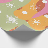 Groovy kerstsnowflakes cadeaupapier (Hoek)