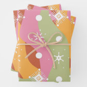 Groovy kerstsnowflakes inpakpapier vel (In situ)