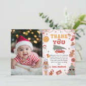 Groovy Kerstverjaardag Foto Bedankkaart (Staand voorkant)