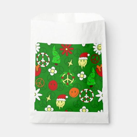 Groovy Kerstvredesteken Happy Face Bedankzakje (Voorkant)