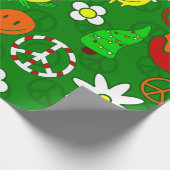 Groovy Kerstvredesteken Happy Face Cadeaupapier (Hoek)