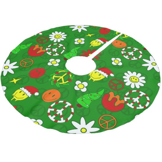 Groovy Kerstvredesteken Happy Face Kerstboom Rok (Gekanteld)